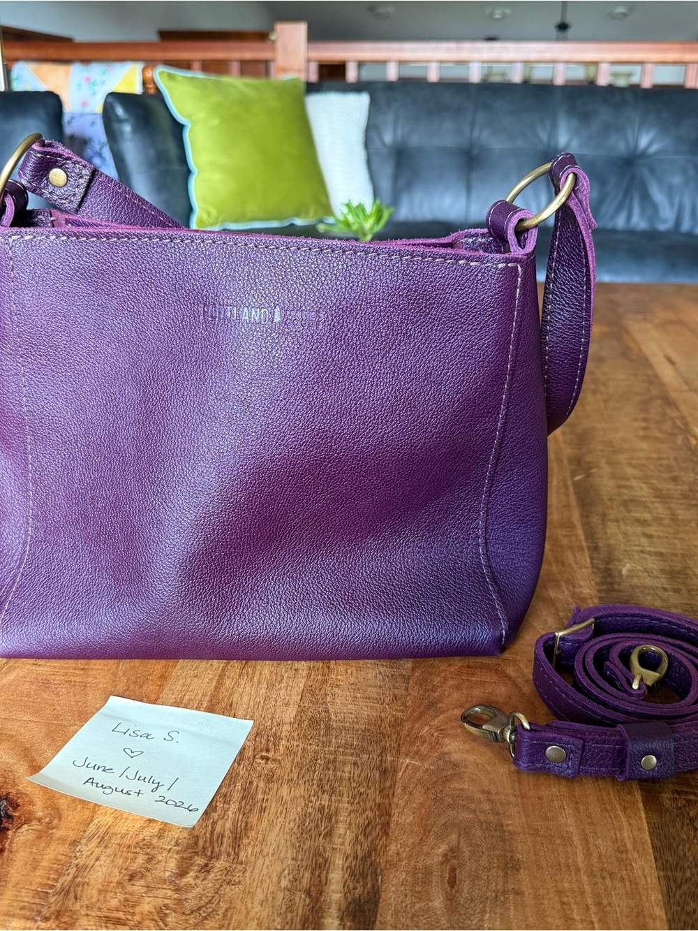 Portland Leather Plum Triangle with Adjustable Crossbody Strap